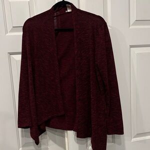 Cotton Emporium Maroon Open Front Cardigan